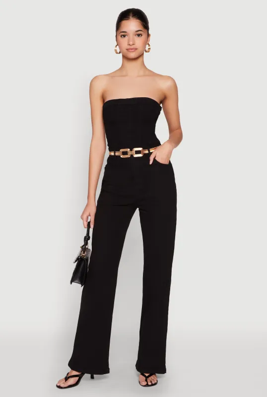 Daisy Strapless Corset Denim Jumpsuit sold by Rainbow