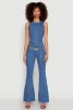 Denim Zip Front Sleeveless Jumpsuit sold by Rainbow