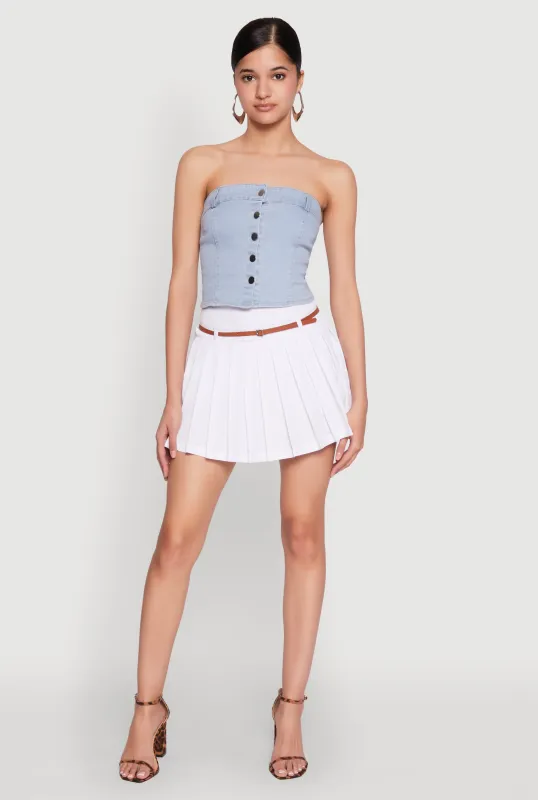 Haute Monde Button Front Denim Tube Top sold by Rainbow
