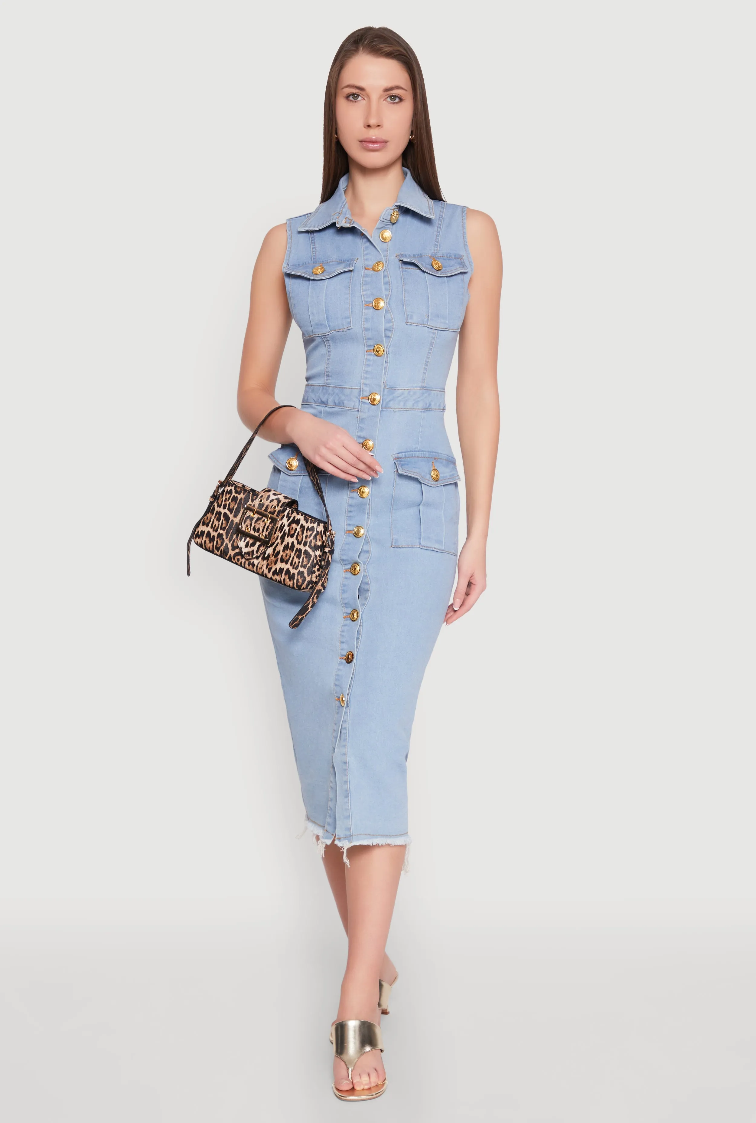 Daisy Denim Sleeveless Utility Midi Dress sold by Rainbow product image thumbnail 2