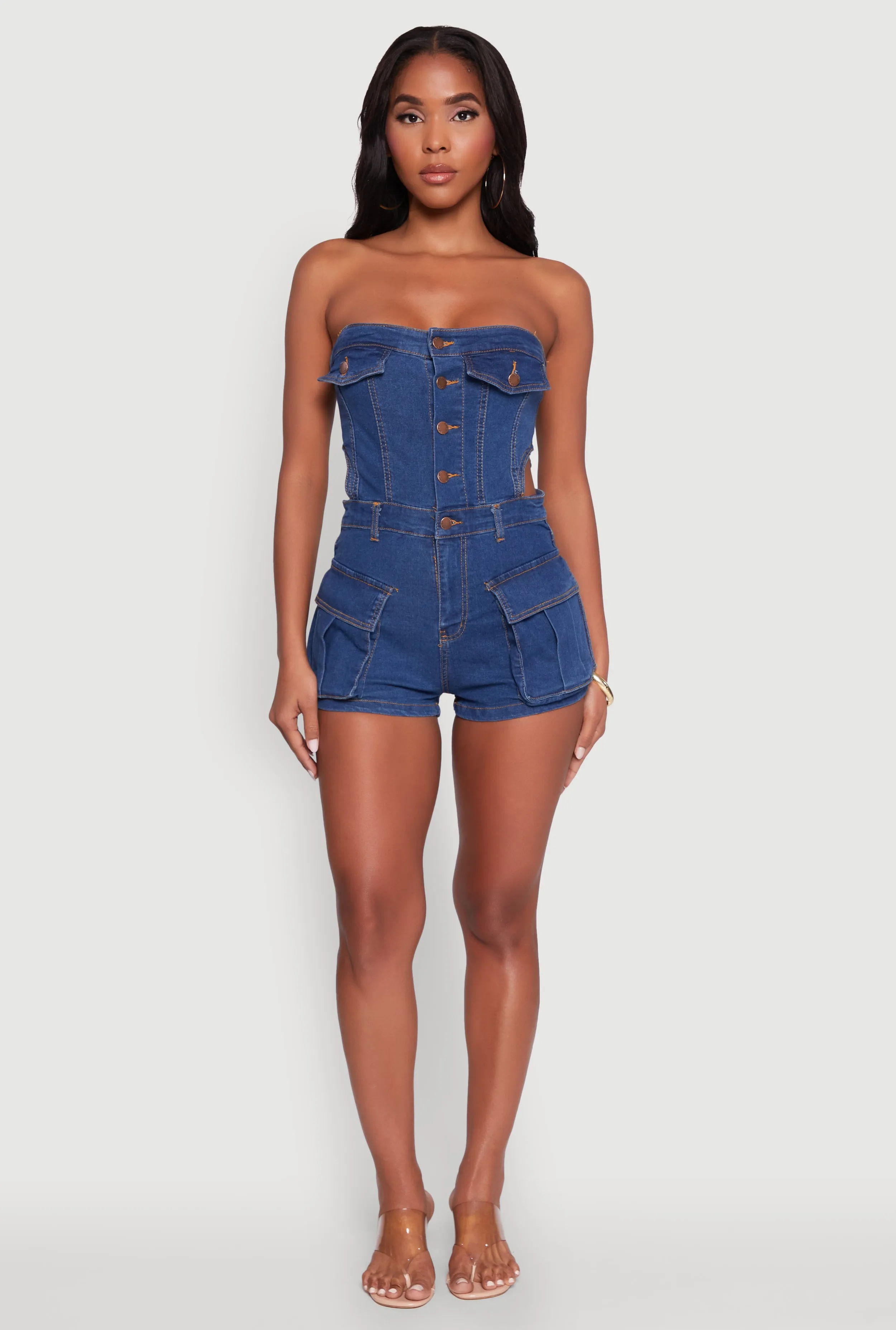 Daisy Denim Cargo Pocket Sleeveless Romper sold by Rainbow product image thumbnail 2