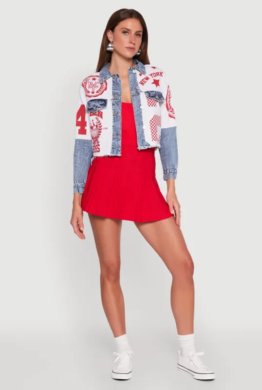 Acid Wash New York Graphic Denim Jacket sold by Rainbow