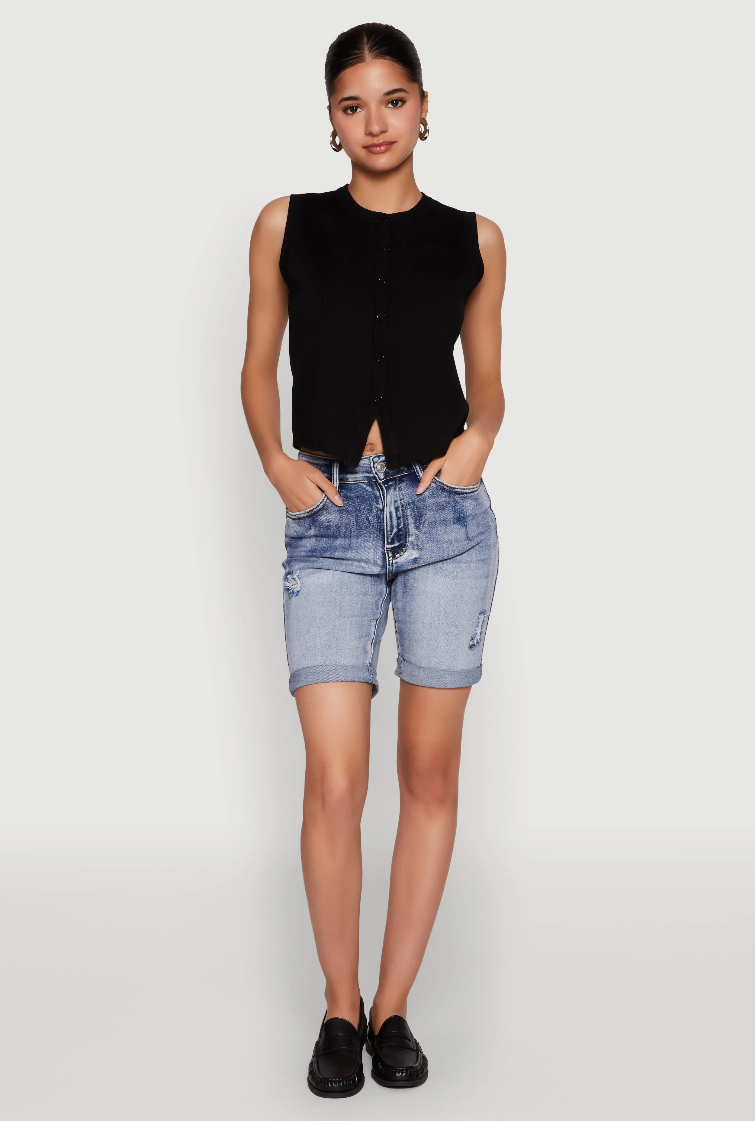 WAX Fixed Cuff Denim Bermuda Shorts sold by Rainbow product image thumbnail 2