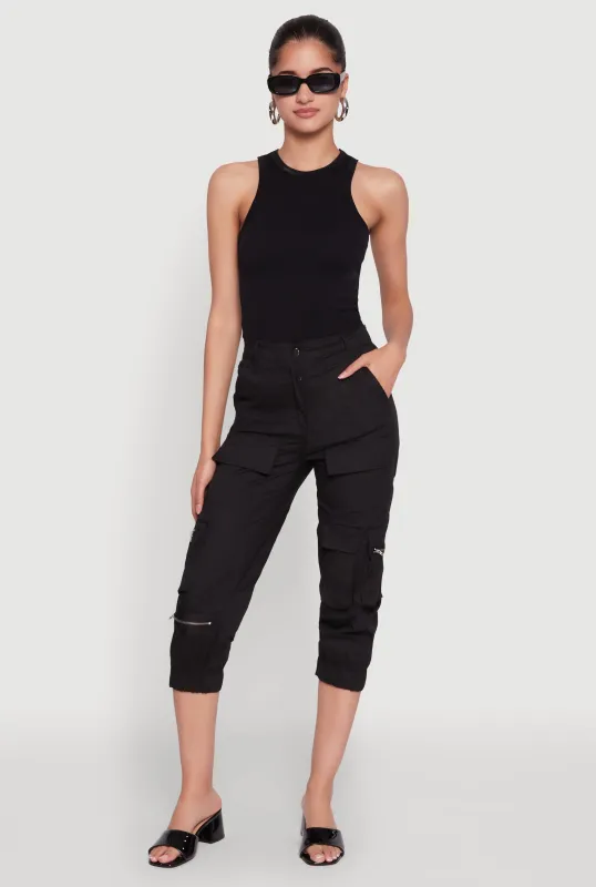 Zip Detail Capri Cargo Pants sold by Rainbow