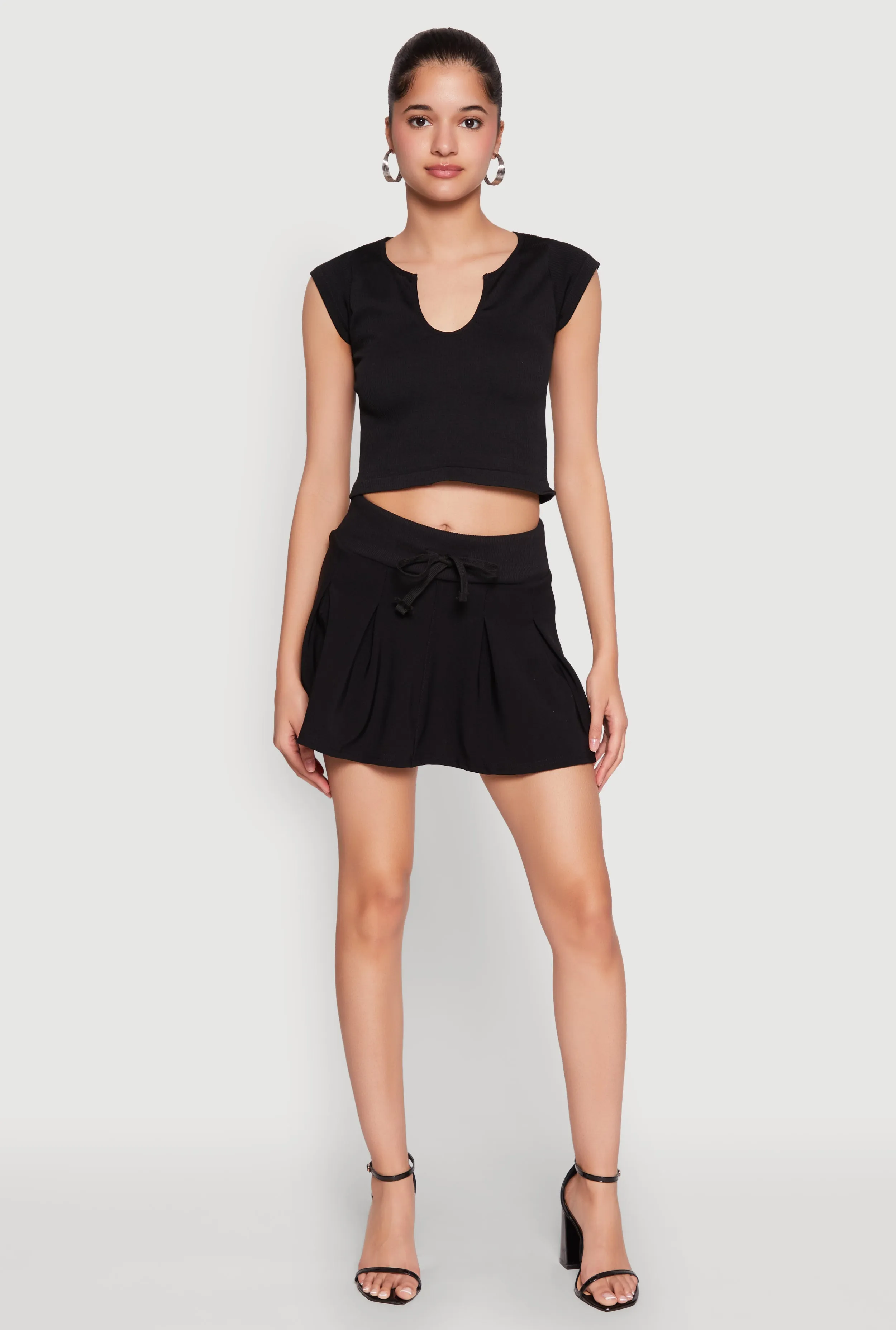 Drawstring Pleated Skirt sold by Rainbow