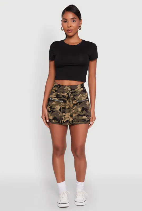 Trendy Camo Zip Pocket Mini Skirt sold by Rainbow
