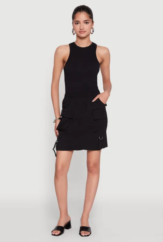 Nylon Tabbed Cargo Mini Skirt sold by Rainbow