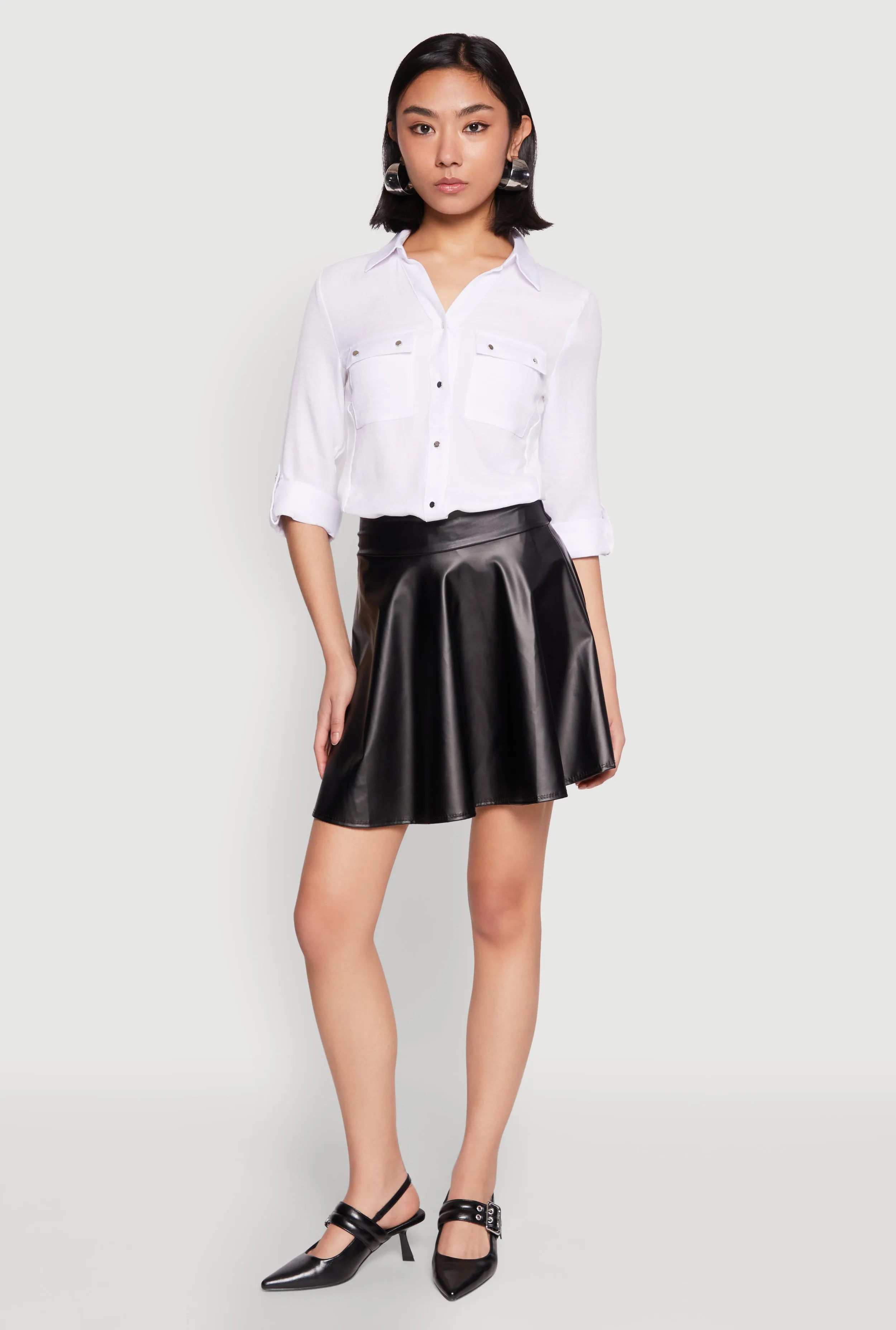 Faux Leather Skater Skirt sold by Rainbow
