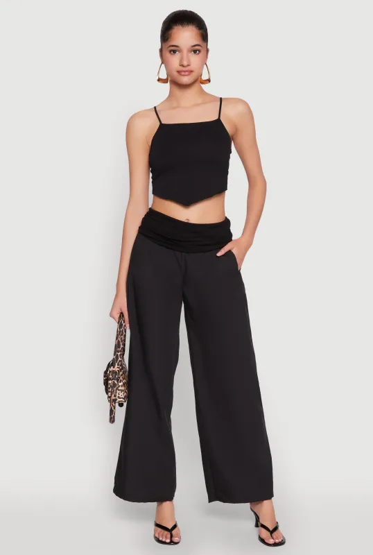 Fold Over Wide Leg Pants sold by Rainbow