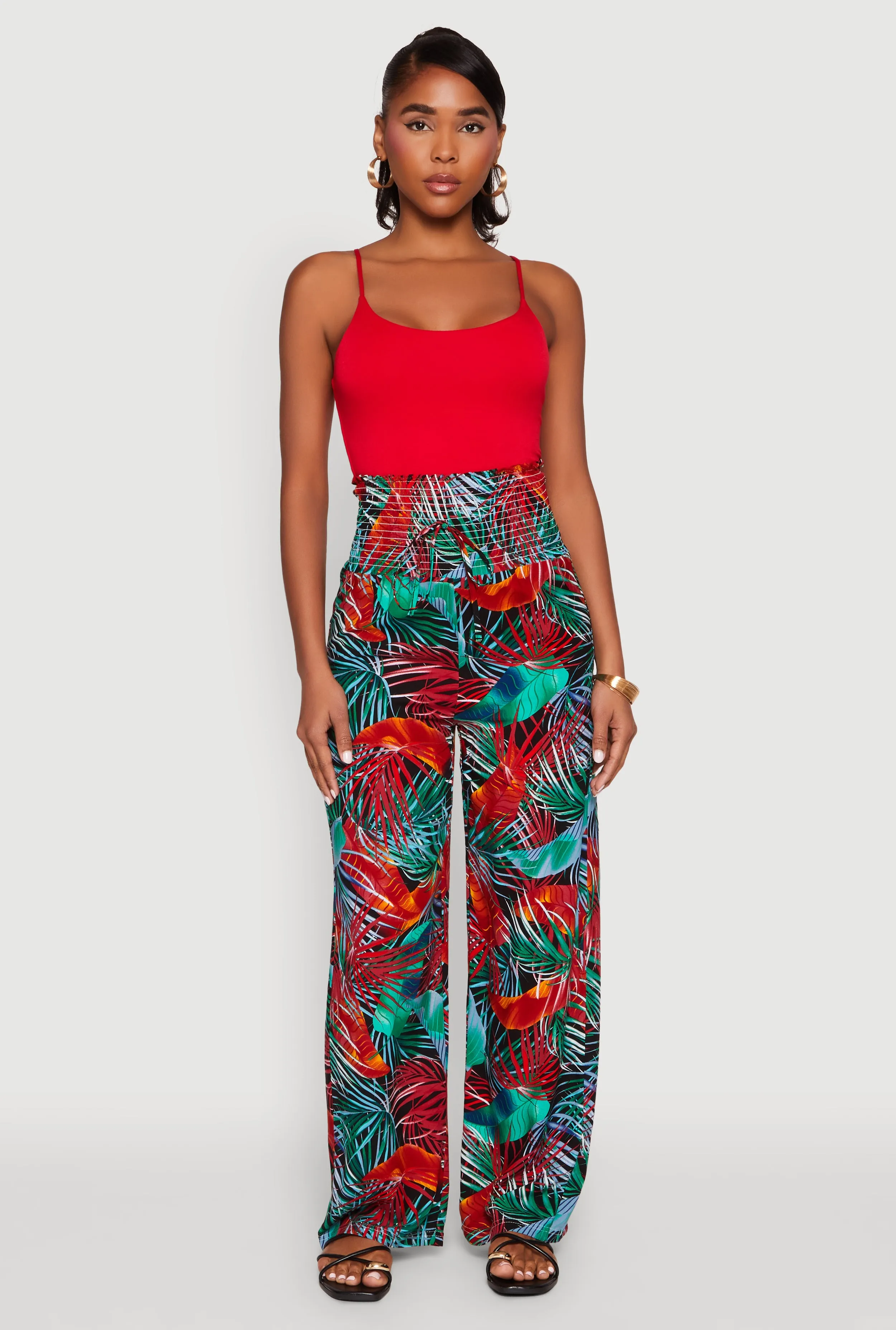 Tropical Leaf Print Palazzo Pants sold by Rainbow product image thumbnail 4