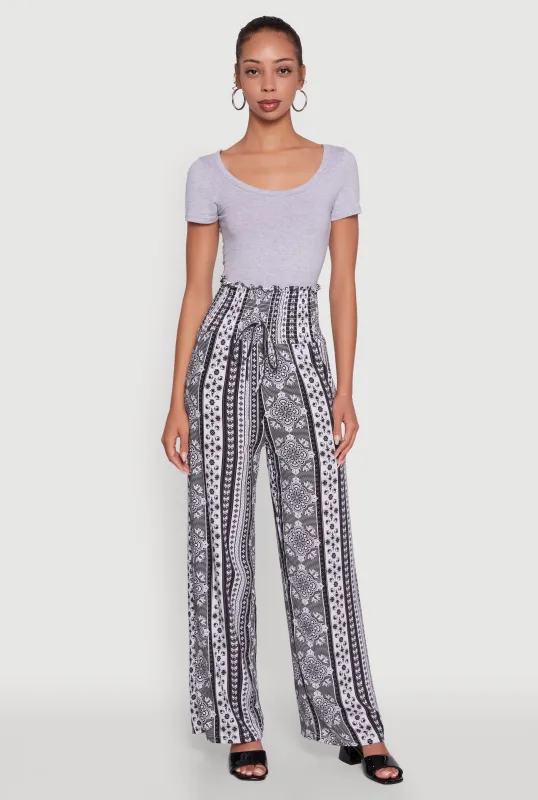 Boho Border Print High Waisted Wide Leg Pants sold by Rainbow