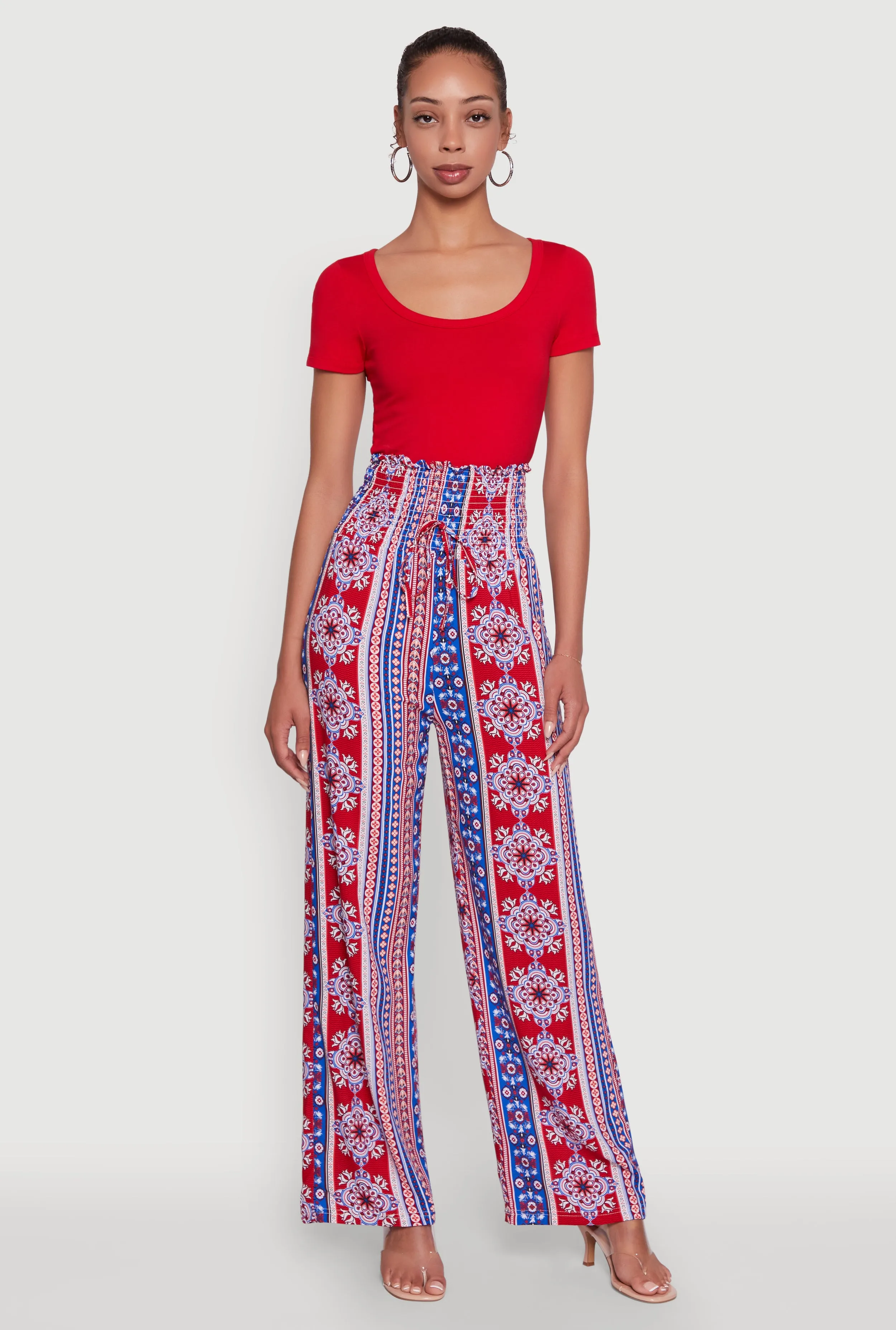 Boho Border Print High Waisted Wide Leg Pants sold by Rainbow product image thumbnail 5