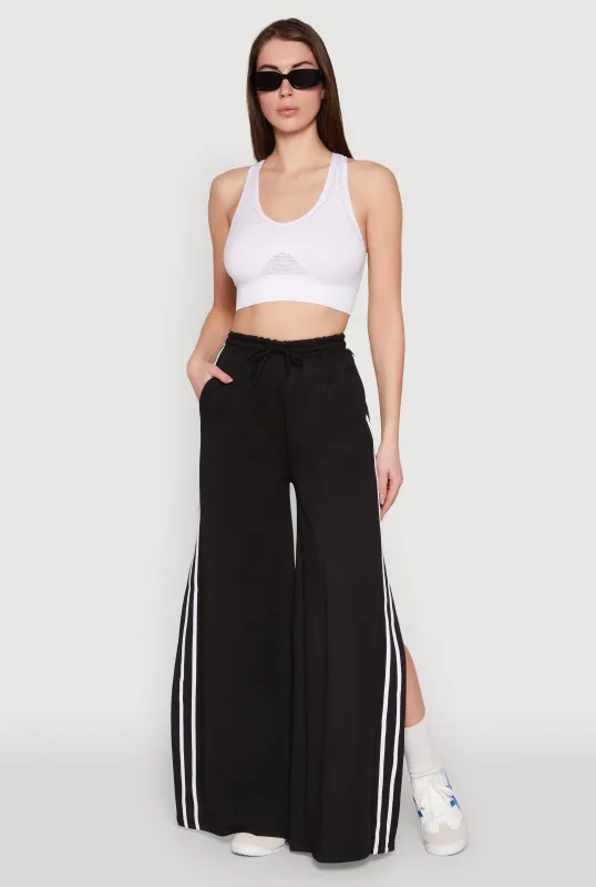 Pintuck Varsity Stripe Side Slit Pants sold by Rainbow