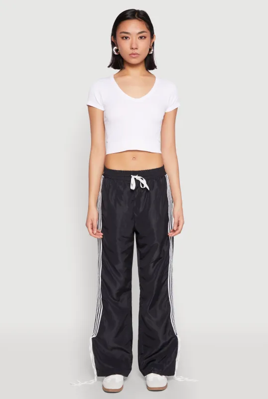 Tie Side Varsity Stripe Track Pants sold by Rainbow