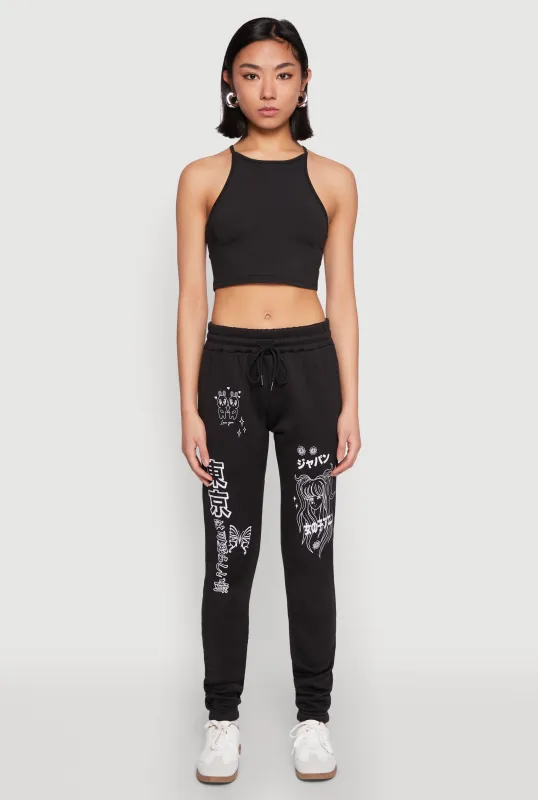 Anime Graphic Print Sweatpants sold by Rainbow
