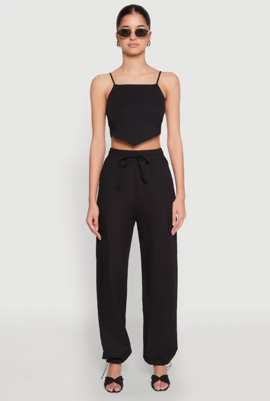 Toggle Drawstring Hem Linen Cargo Pants sold by Rainbow