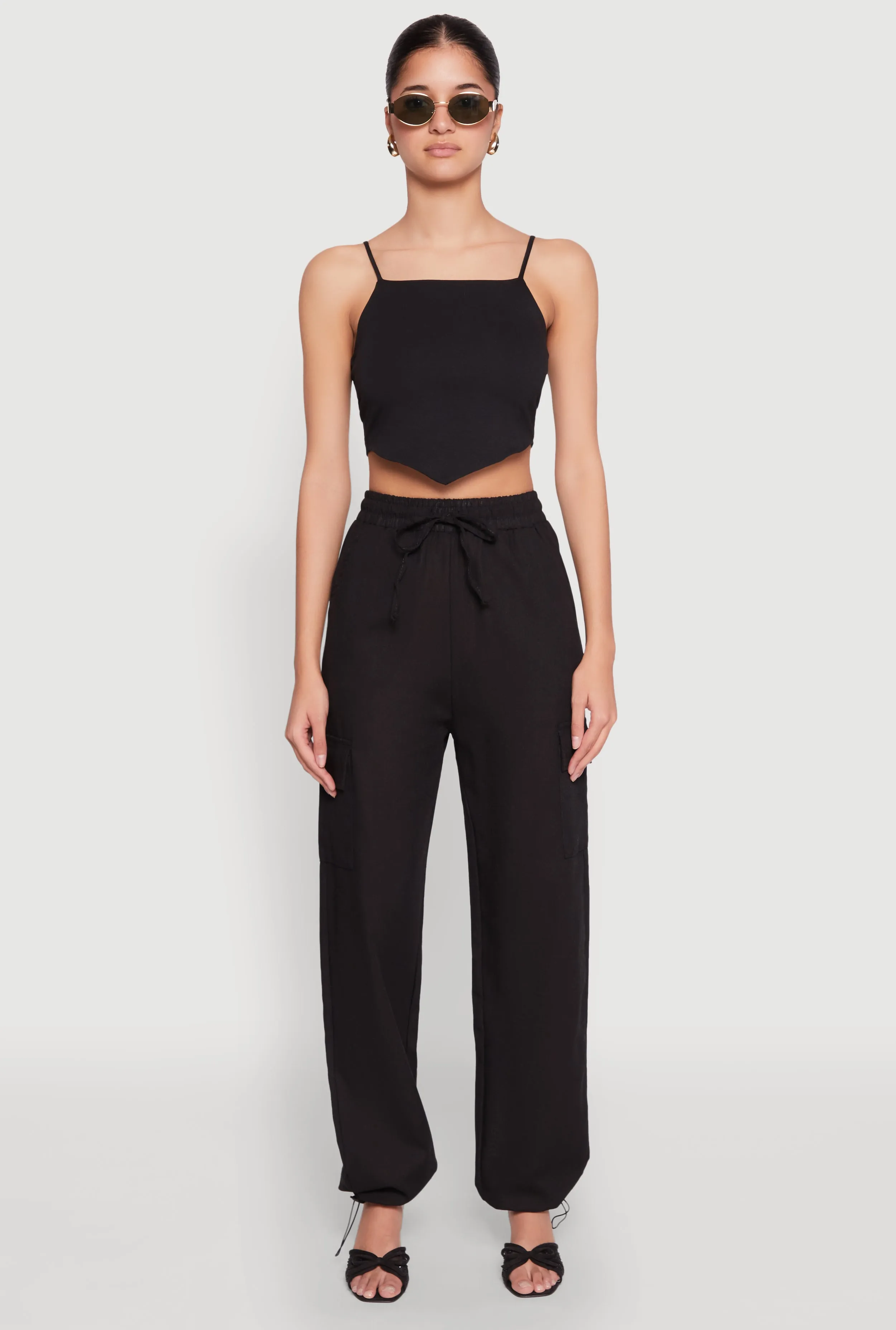 Toggle Drawstring Hem Linen Cargo Pants sold by Rainbow