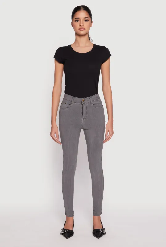 Acid Wash Twill Skinny Leg Pants sold by Rainbow