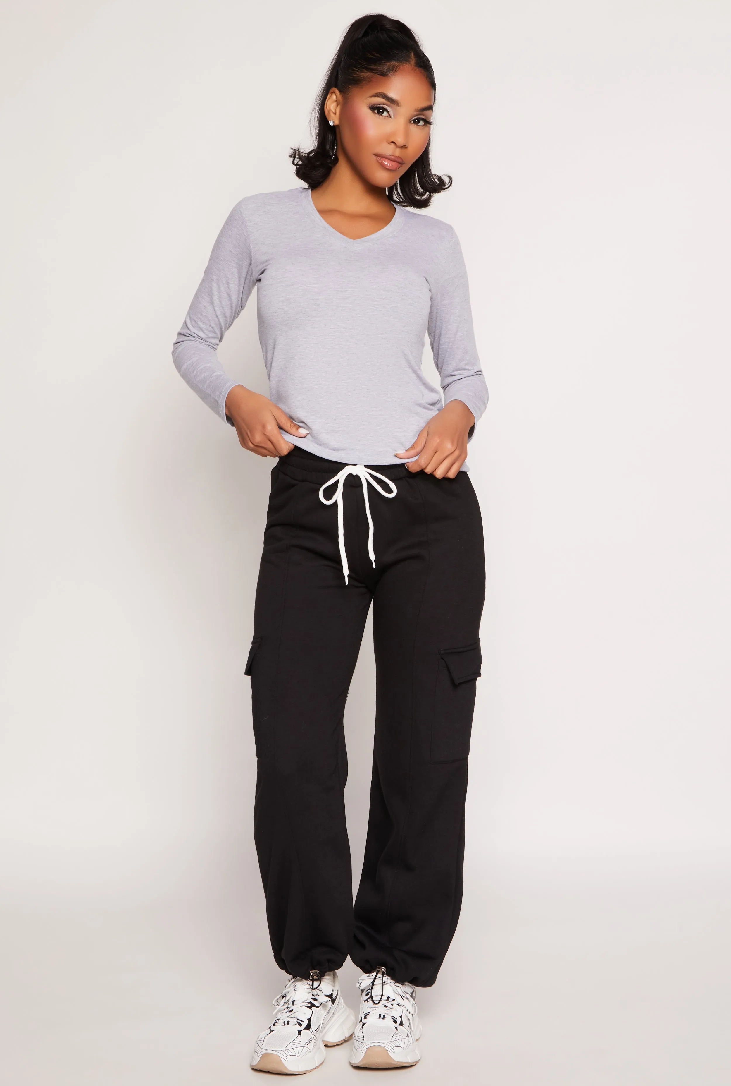Toggle Drawstring Hem Cargo Sweatpants sold by Rainbow