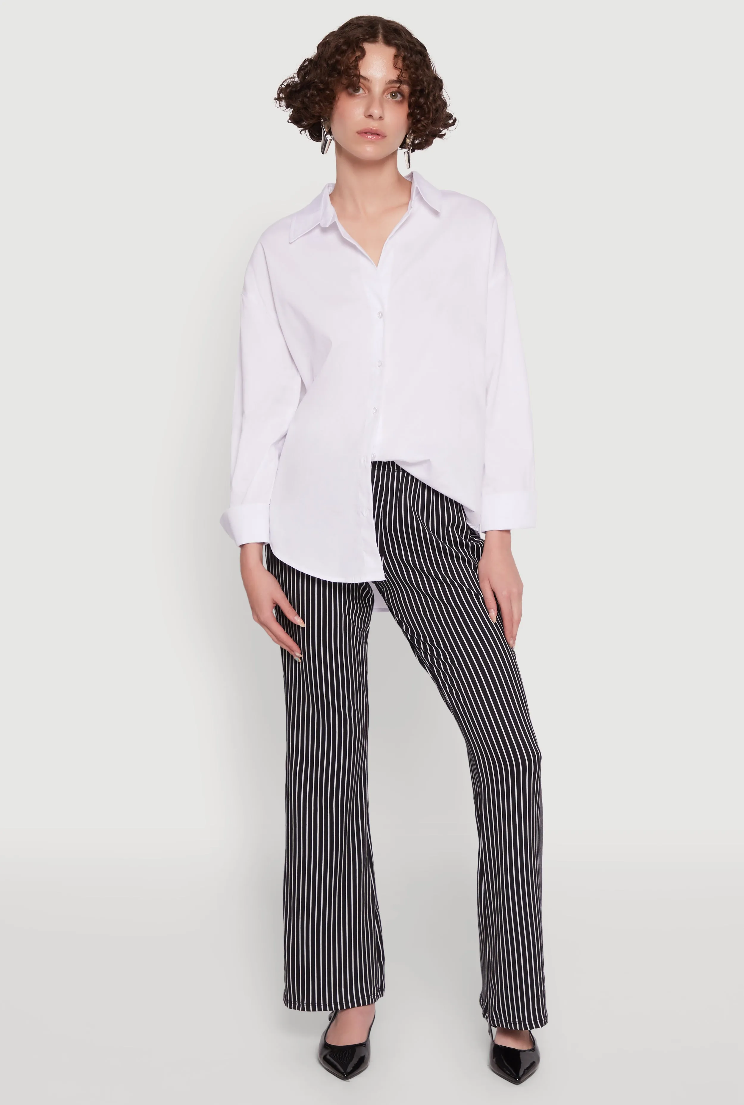 Stylish High Waisted Pinstripe Flared Pants sold by Rainbow