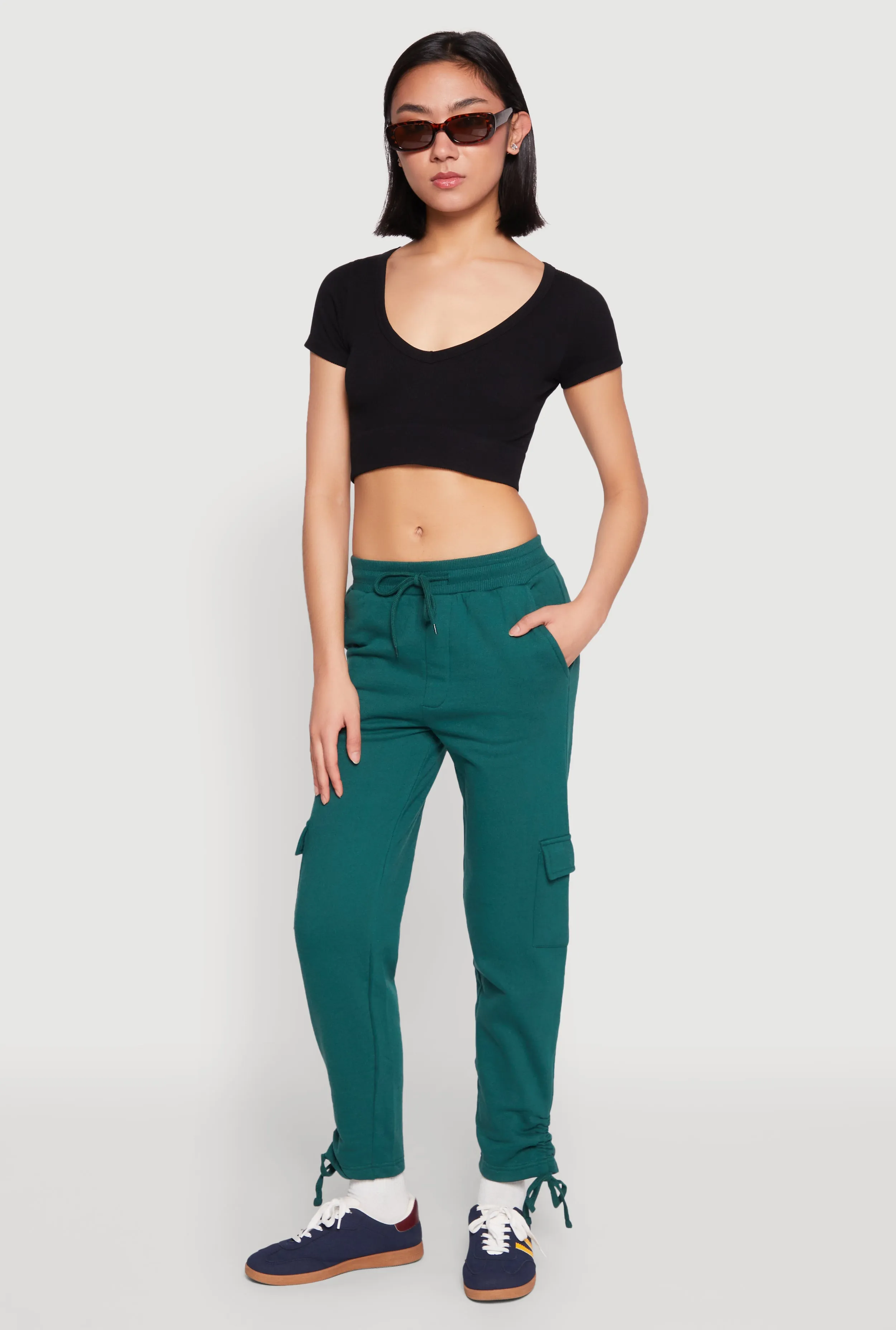 Fleece Ruched Hem Cargo Sweatpants sold by Rainbow product image thumbnail 4