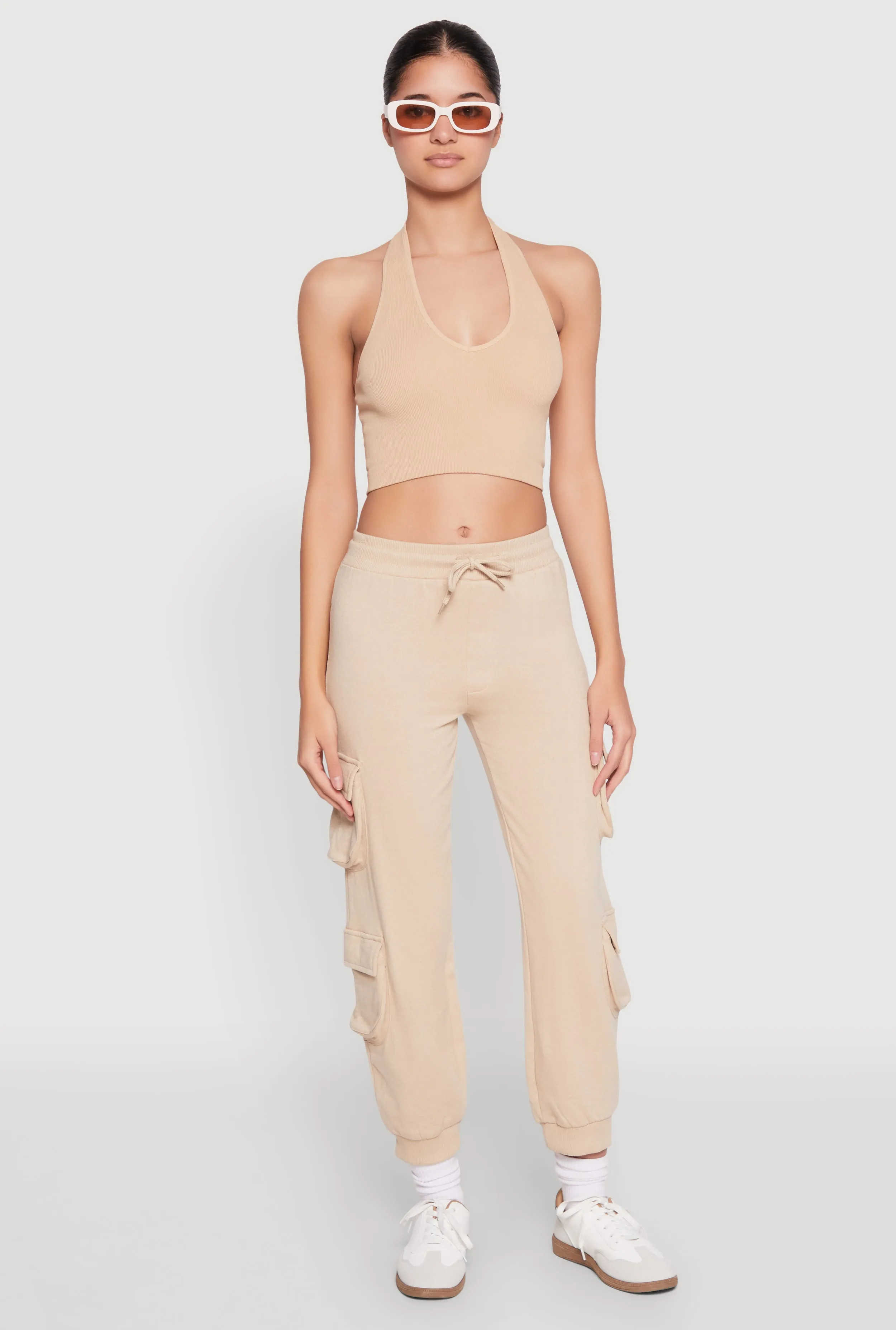 Fleece Ruched Hem Cargo Sweatpants sold by Rainbow product image thumbnail 3