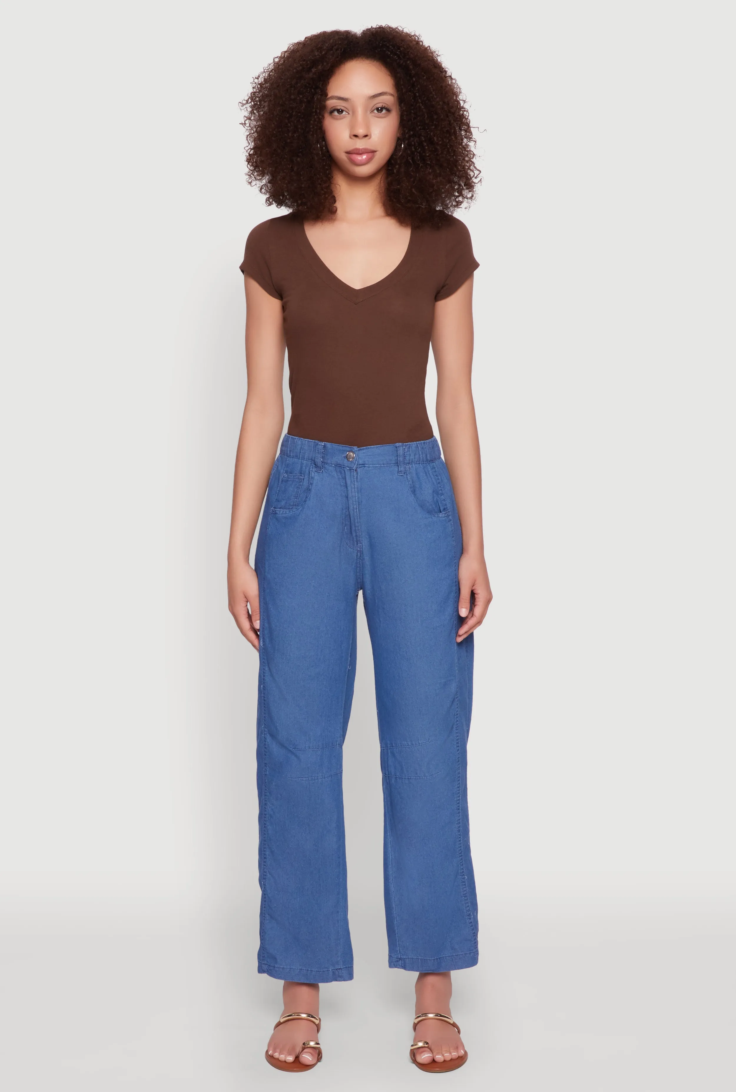 Chambray Straight Leg Casual Pants sold by Rainbow