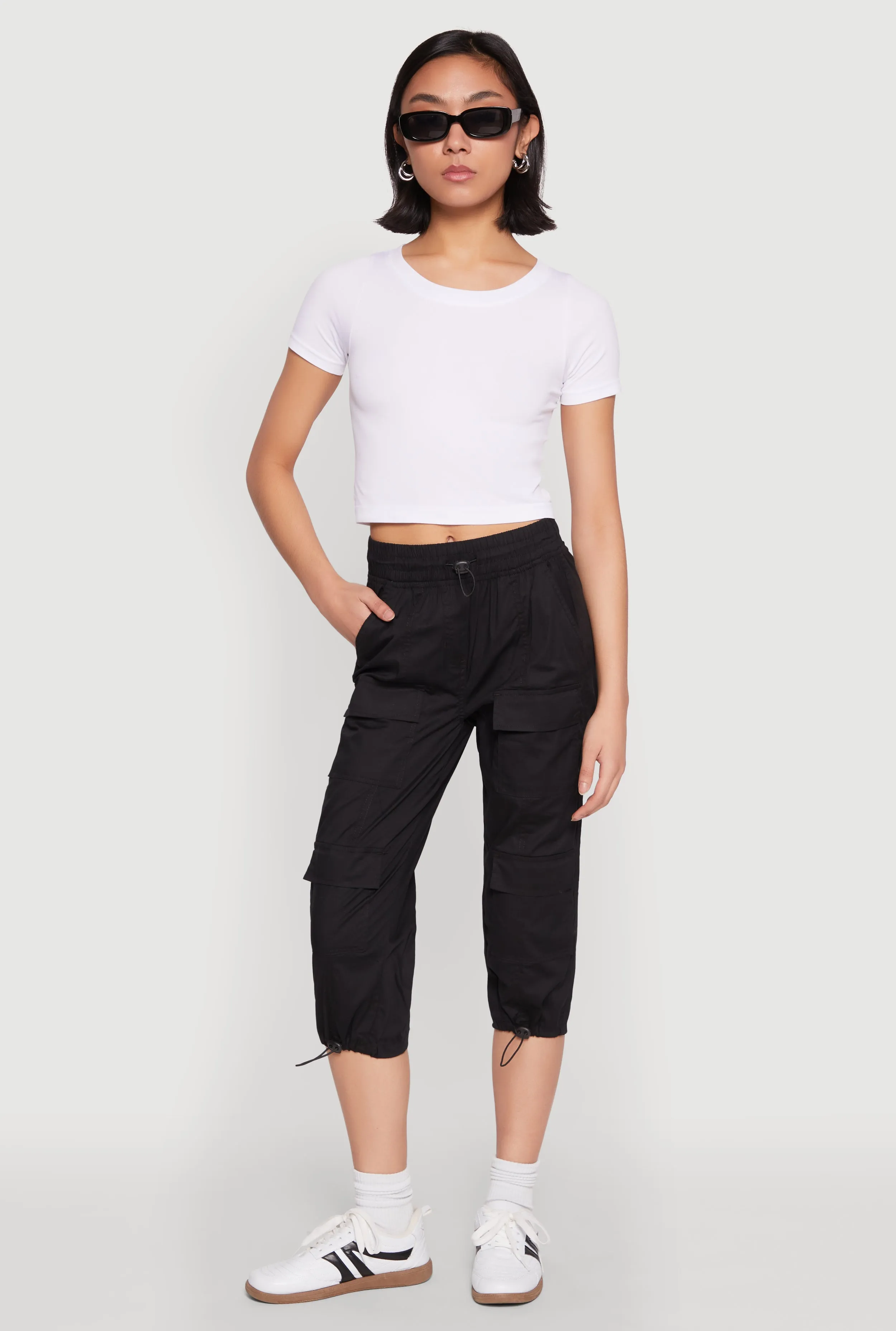 Toggle Drawstring Hem Cargo Capris sold by Rainbow