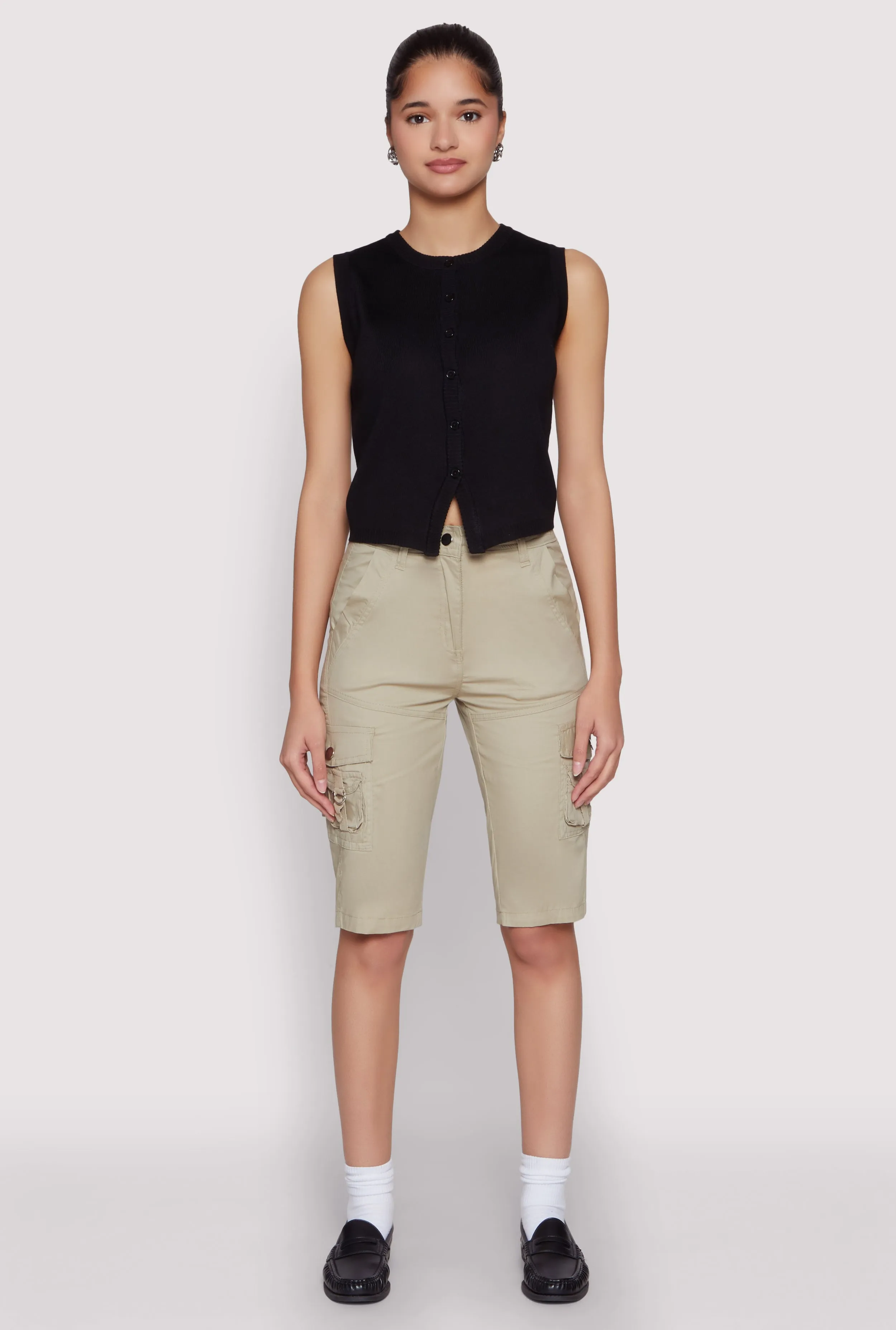 High Waisted Cargo Pocket Bermuda Shorts sold by Rainbow product image thumbnail 3