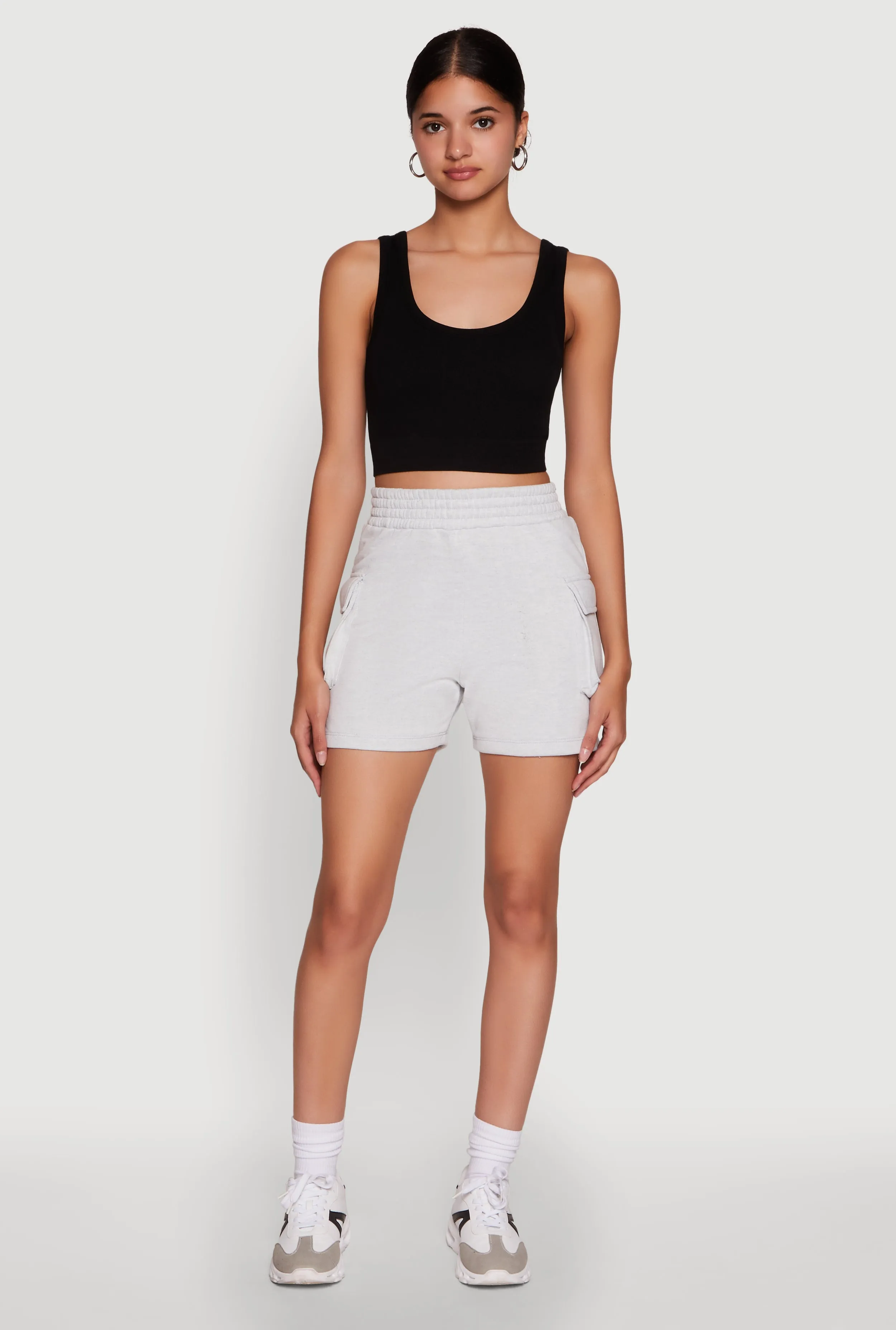 Trendy High Waisted Fleece Cargo Shorts sold by Rainbow product image thumbnail 2