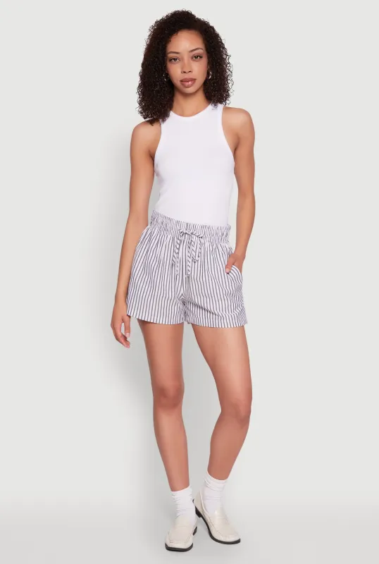 Seersucker Striped Drawstring Waist Shorts sold by Rainbow