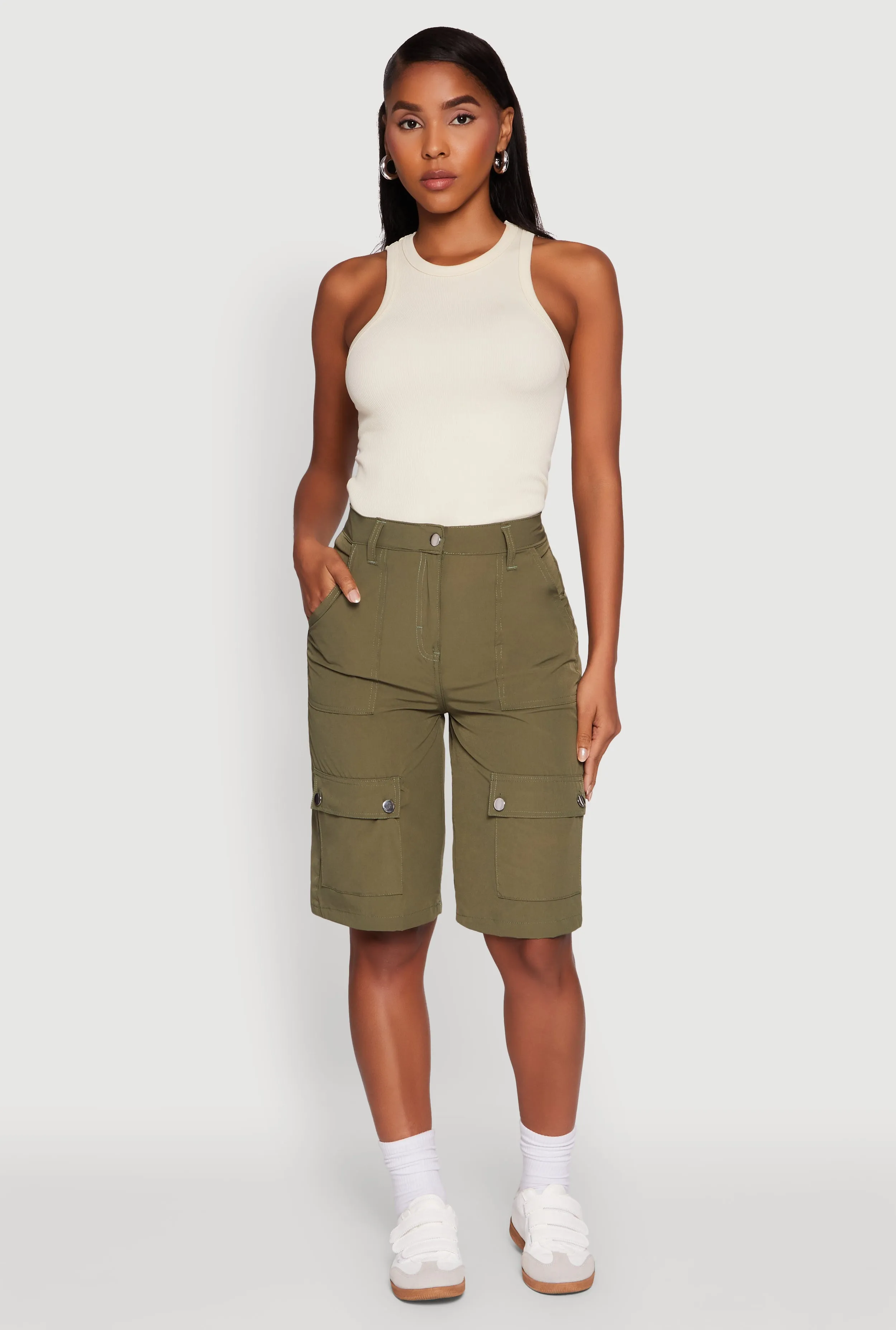 Trendy High Waisted Nylon Cargo Shorts sold by Rainbow product image thumbnail 3