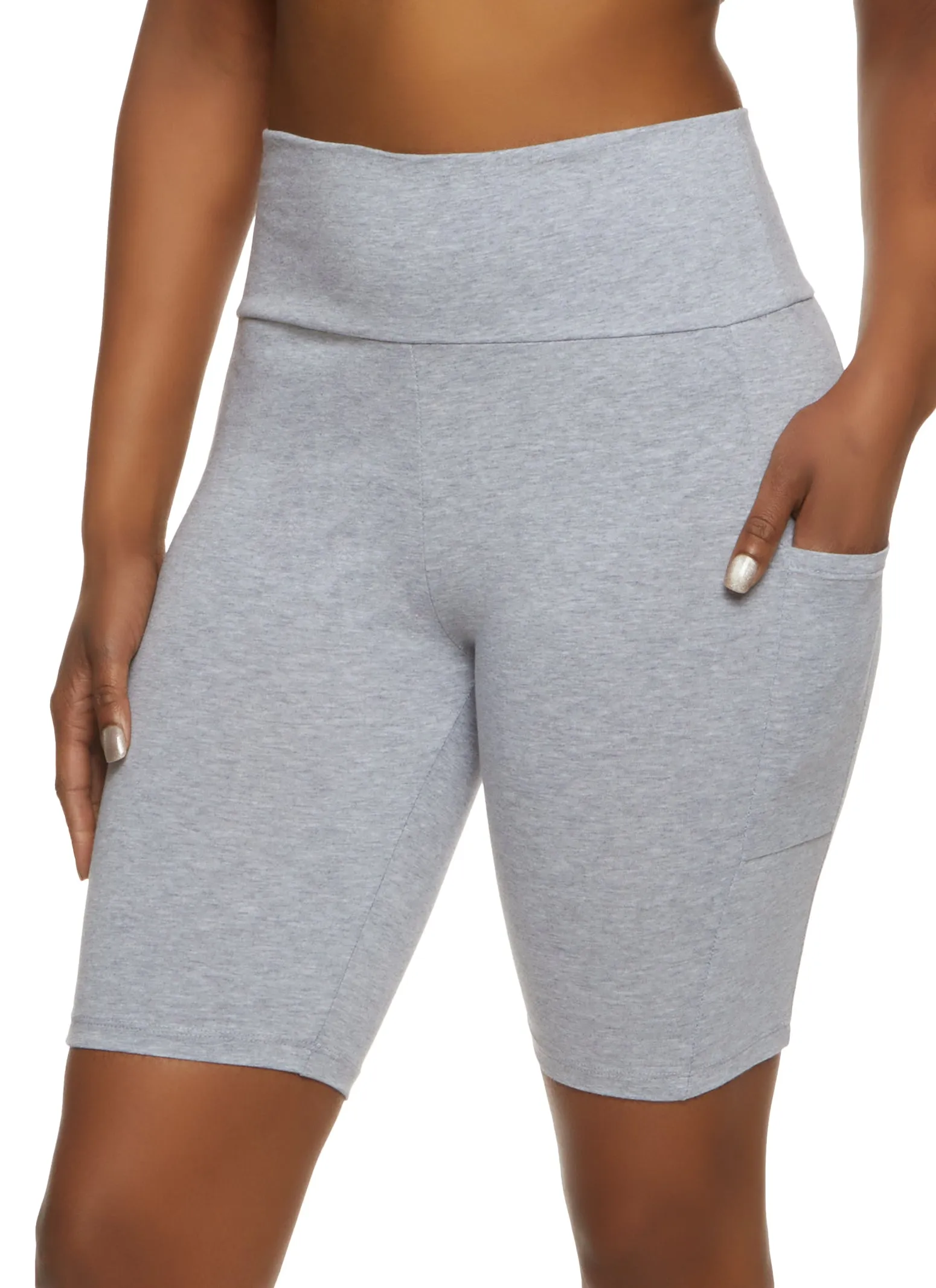 High Waisted Side Pocket Biker Shorts sold by Rainbow product image thumbnail 3