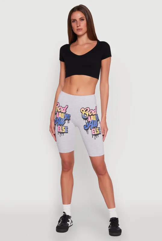 God Above All Else Graphic Biker Shorts sold by Rainbow