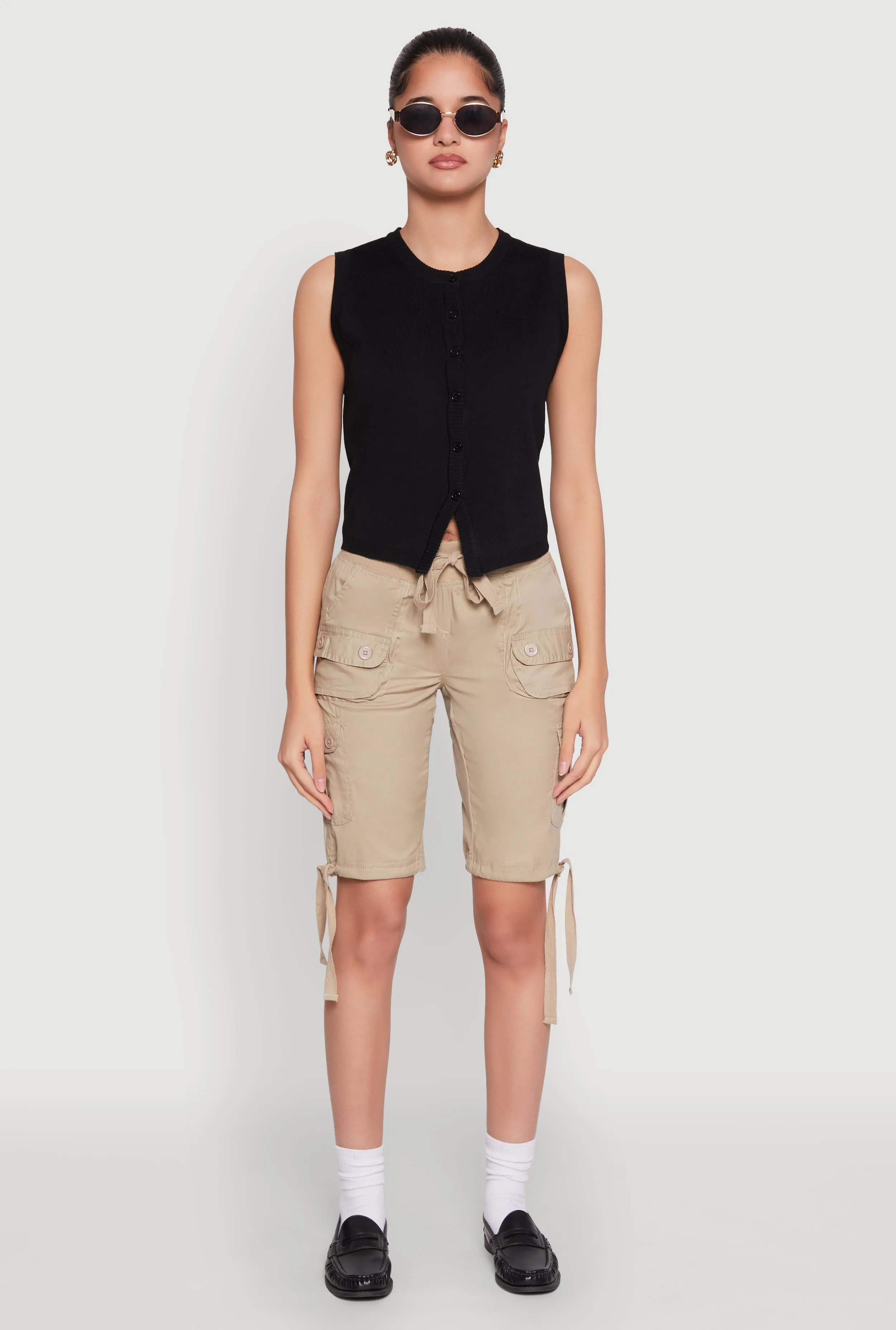 Drawstring Hem Cargo Pocket Bermuda Shorts sold by Rainbow product image thumbnail 3