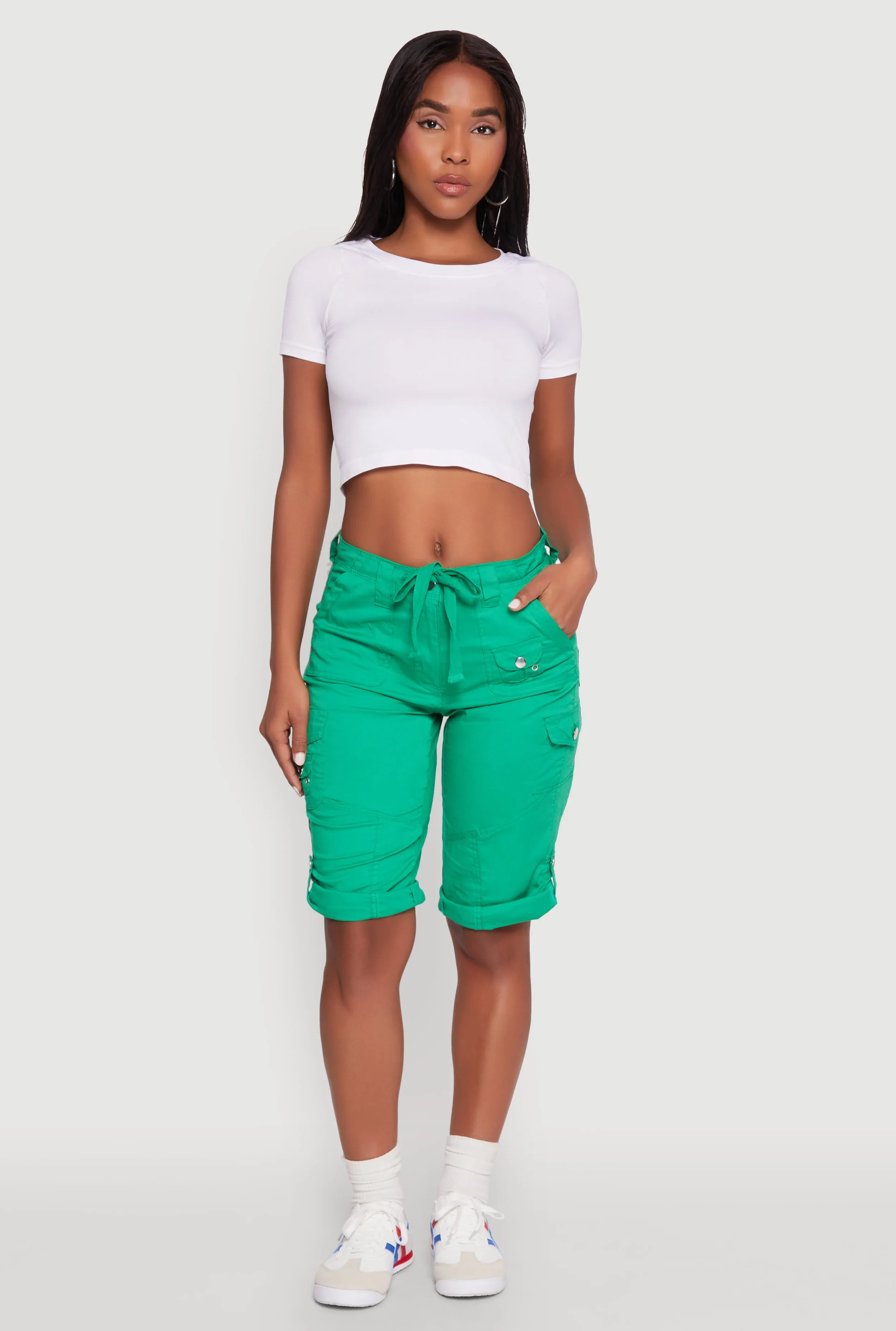 Faux Drawstring Waist Cargo Bermuda Shorts sold by Rainbow product image thumbnail 4