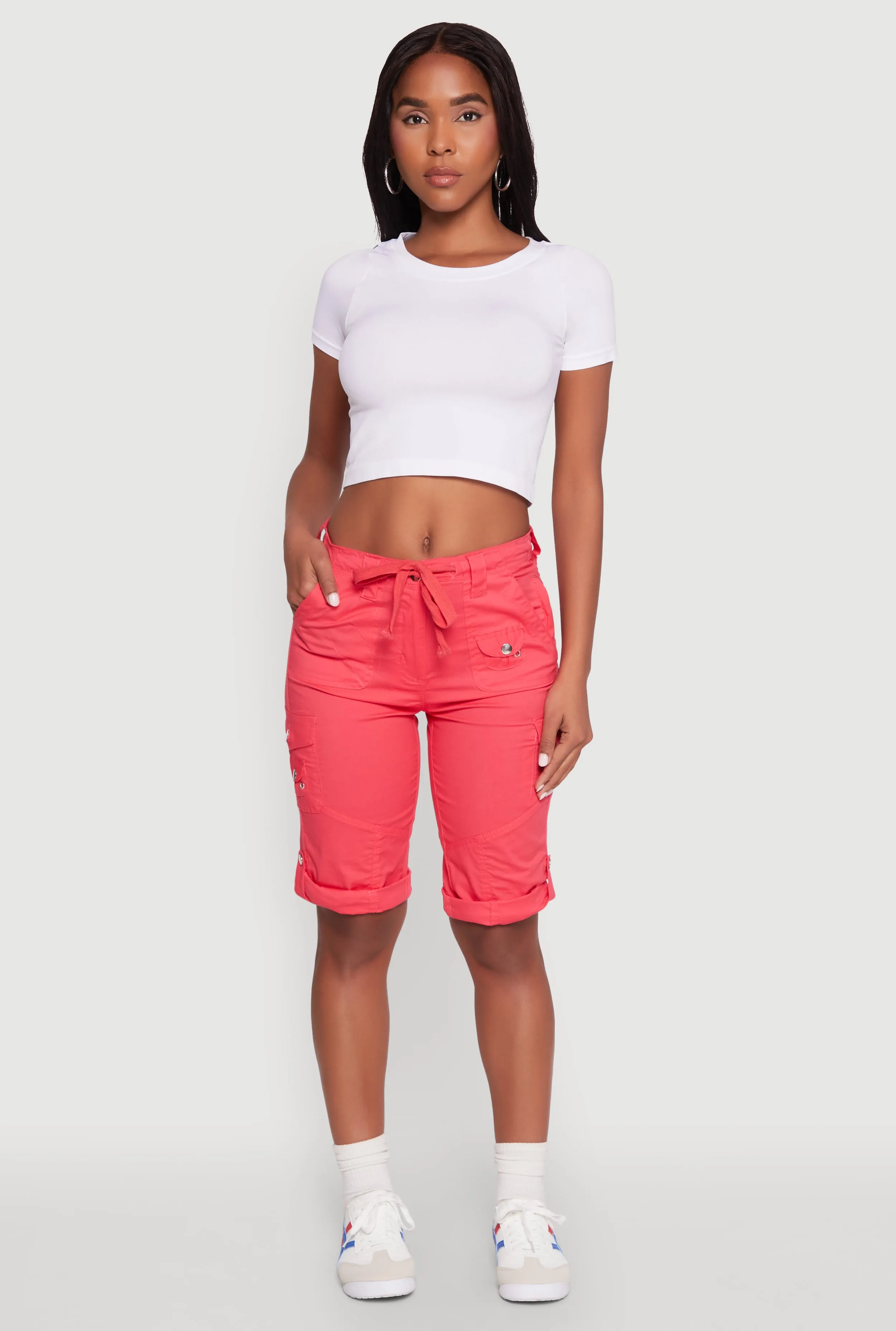 Faux Drawstring Waist Cargo Bermuda Shorts sold by Rainbow product image thumbnail 5