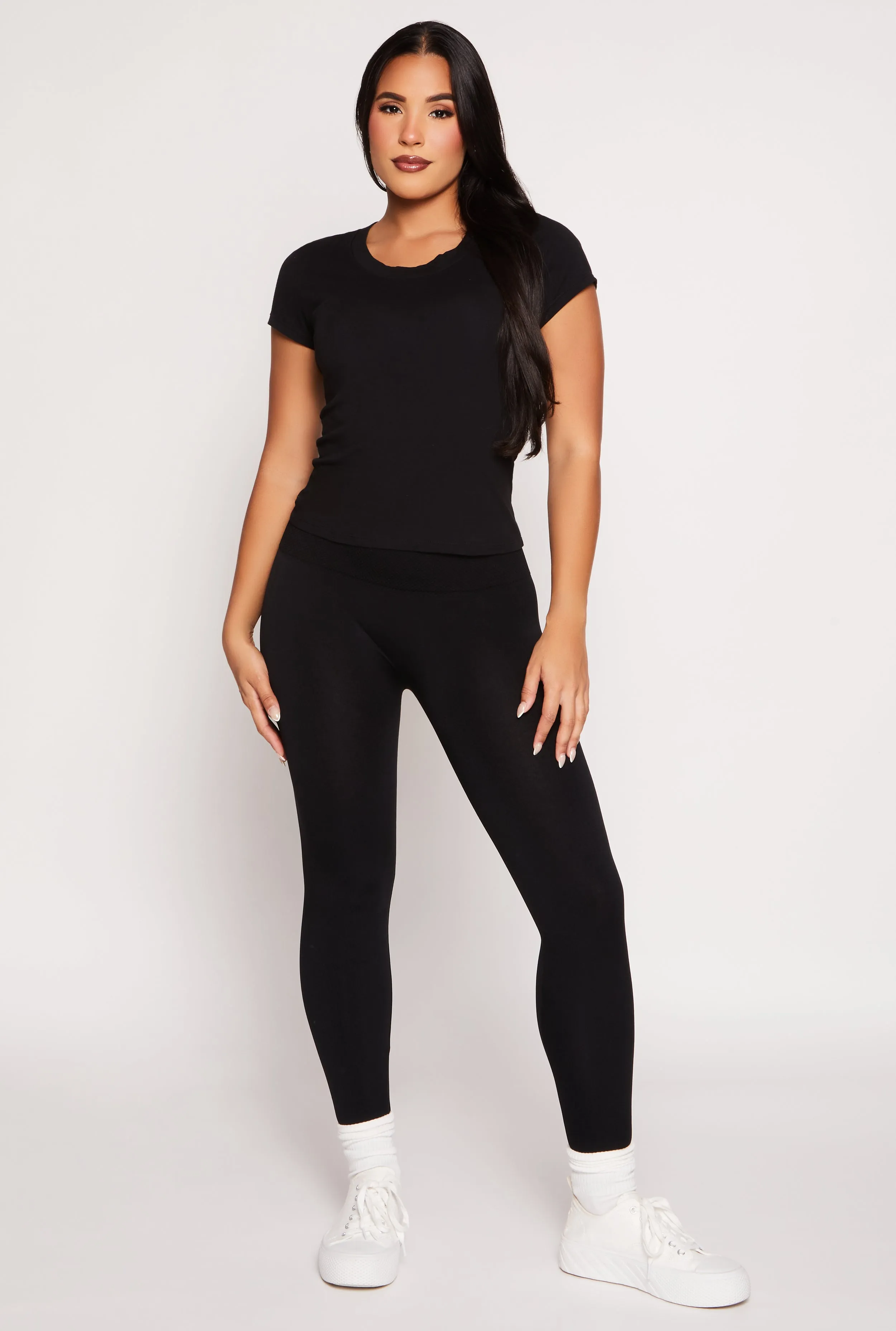 Waffle Knit Waist Fleece Lined Leggings sold by Rainbow