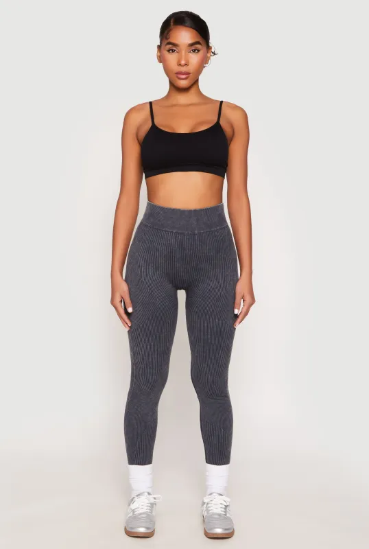 Seamless Acid Wash High Waisted Leggings sold by Rainbow