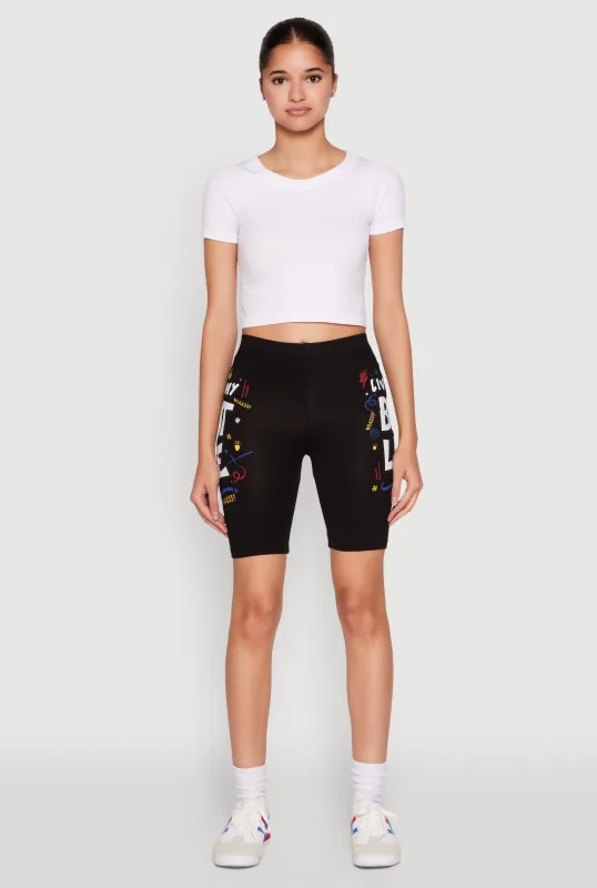 Living My Best Life Graphic Print Biker Shorts sold by Rainbow