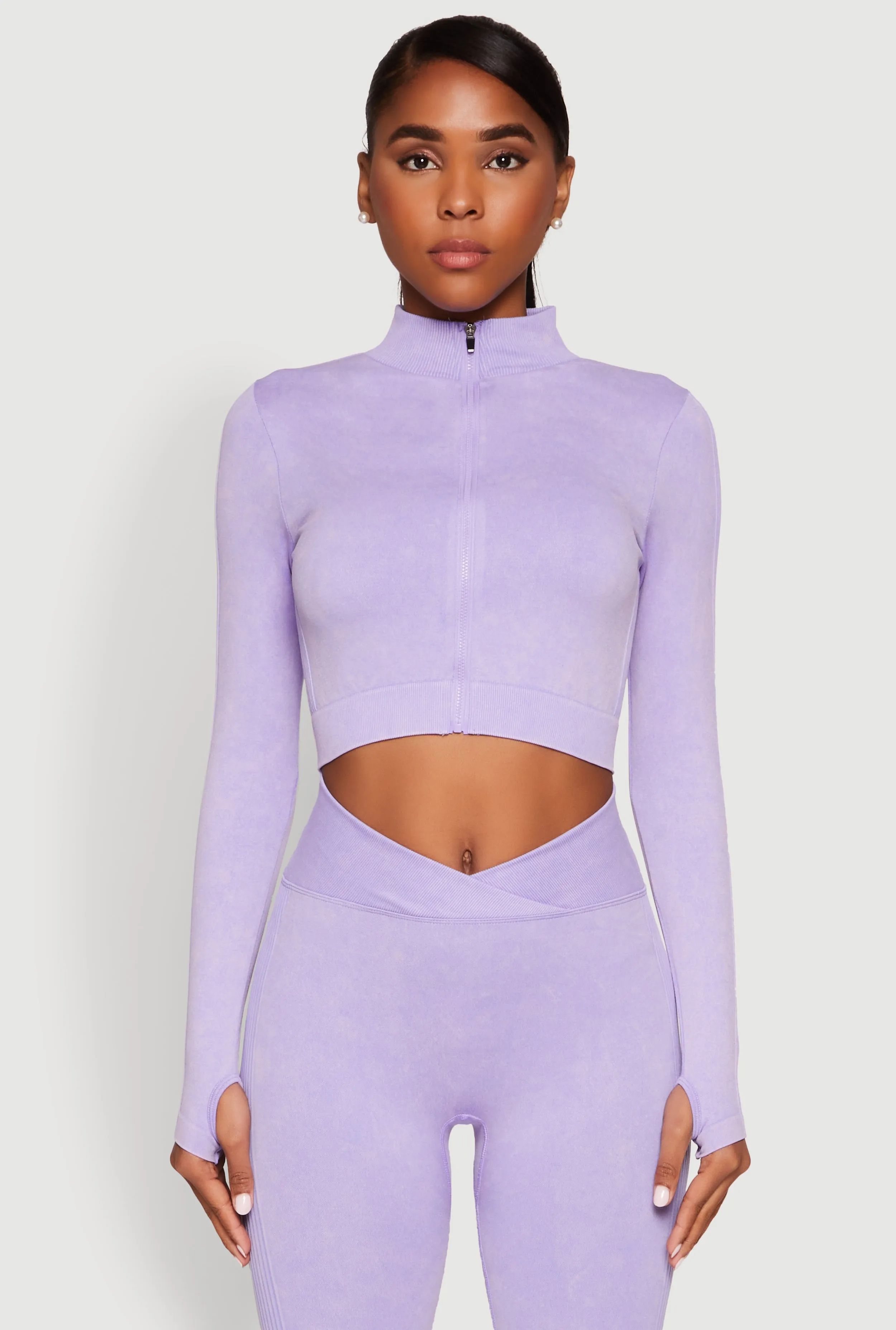 Seamless Mineral Wash Crop Track Jacket sold by Rainbow product image thumbnail 2