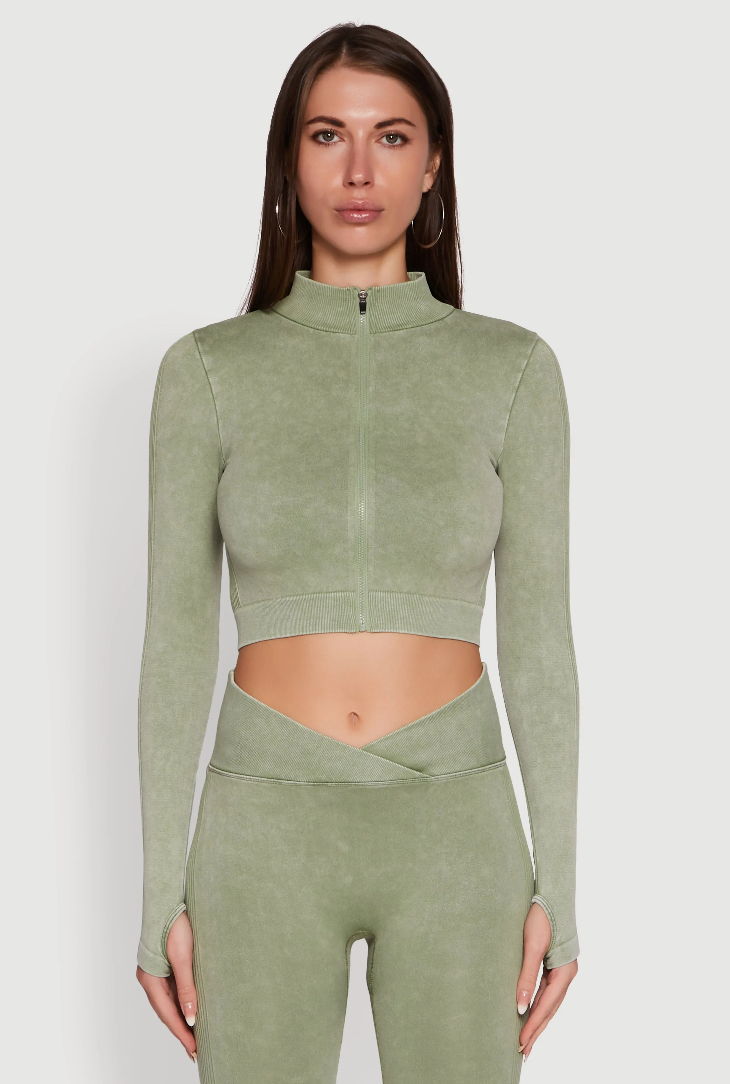 Seamless Mineral Wash Crop Track Jacket sold by Rainbow product image thumbnail 4