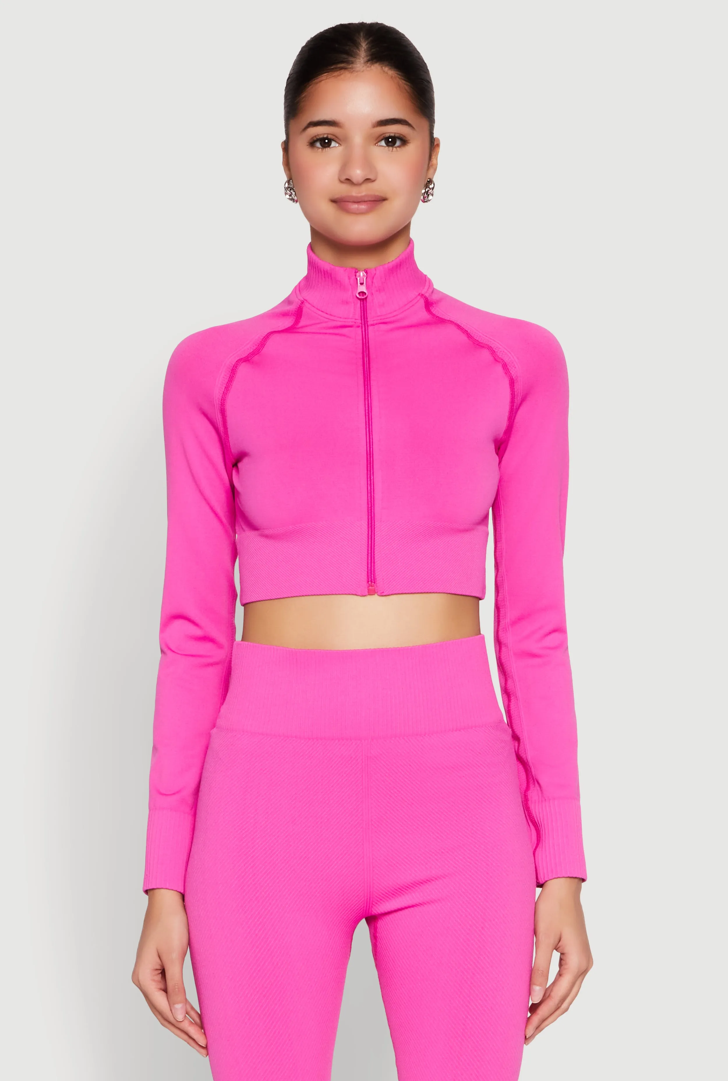 Seamless Mock Neck Zip Front Track Jacket sold by Rainbow product image thumbnail 4