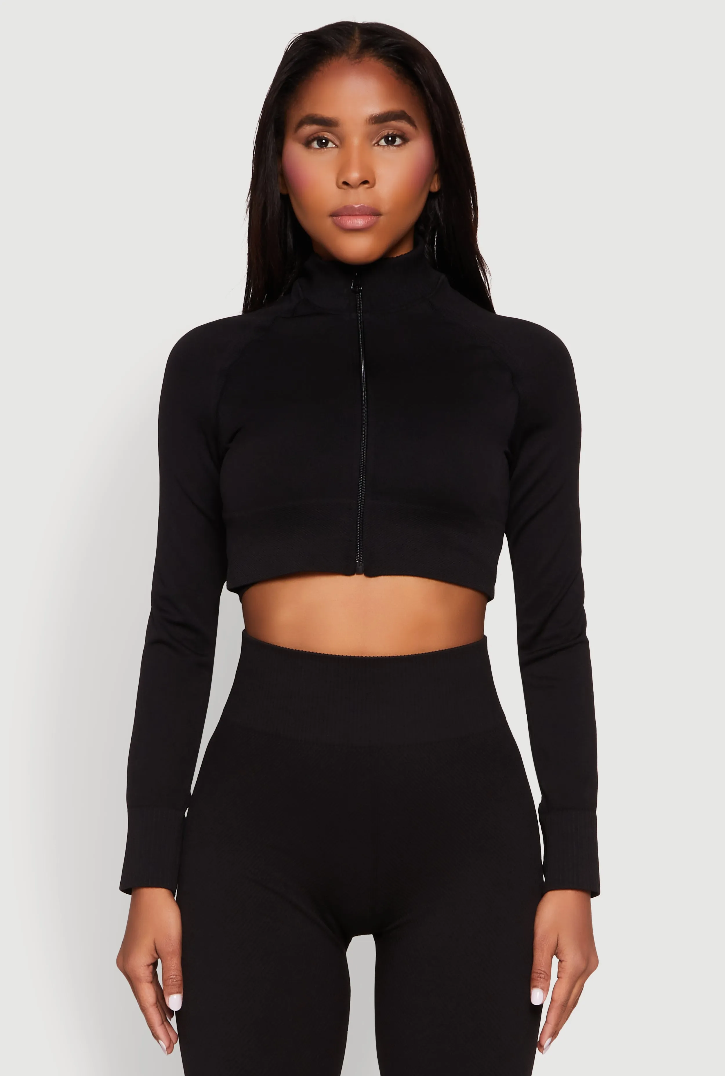 Seamless Mock Neck Zip Front Track Jacket sold by Rainbow