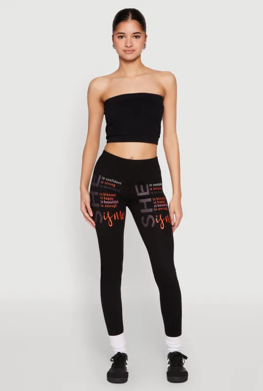 She Is Me Graphic Leggings sold by Rainbow