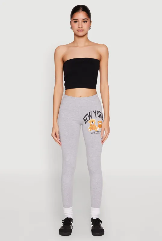 New York Since 1995 Bear Graphic Leggings sold by Rainbow