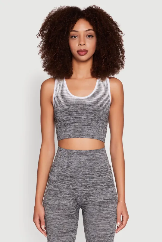 Trendy Marled Ombre Cropped Tank Top sold by Rainbow