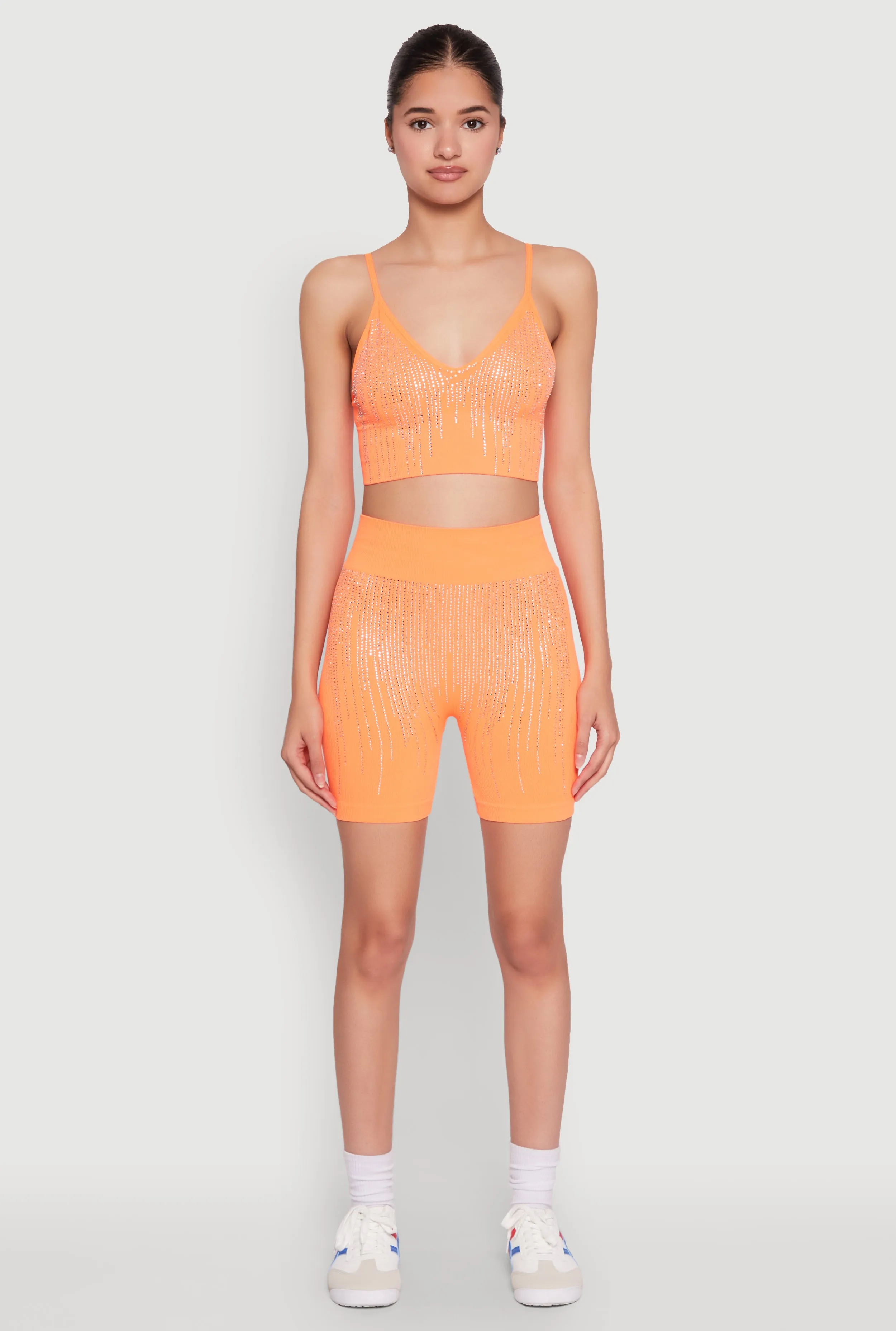 Seamless Rhinestone Ribbed Biker Shorts sold by Rainbow product image thumbnail 3