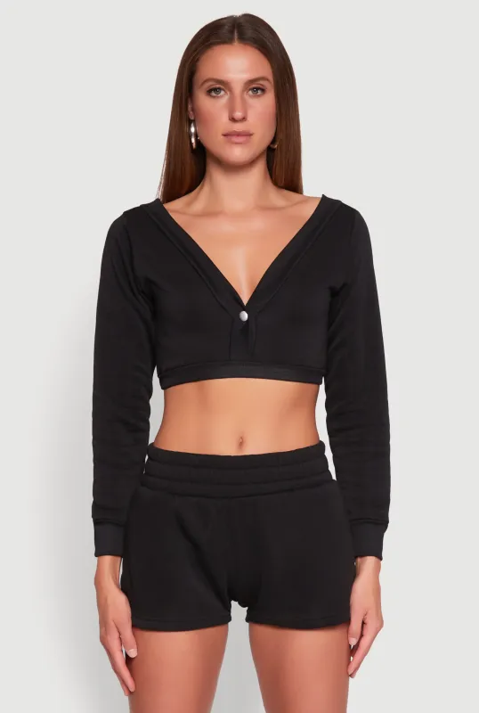 Fleece Plunge Cropped Sweatshirt sold by Rainbow