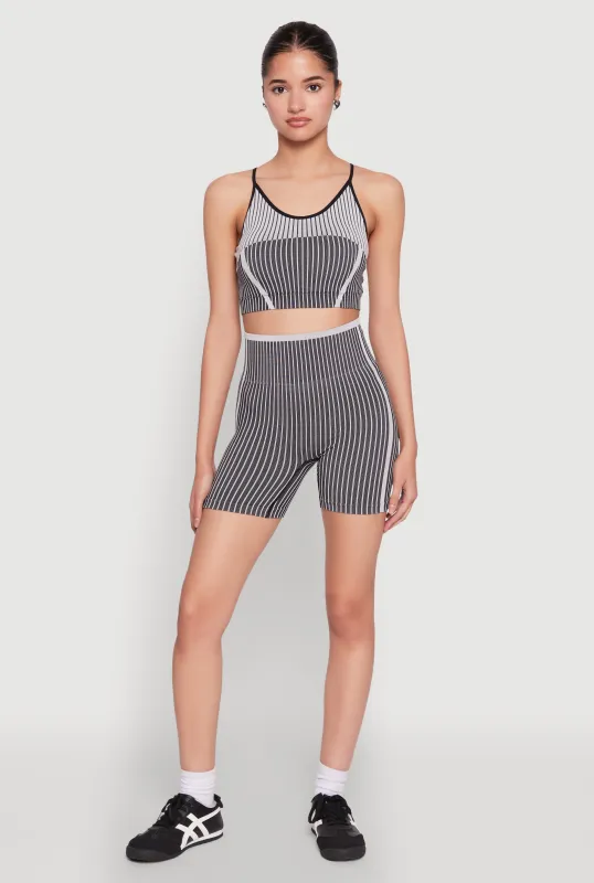 Seamless Striped Biker Shorts sold by Rainbow